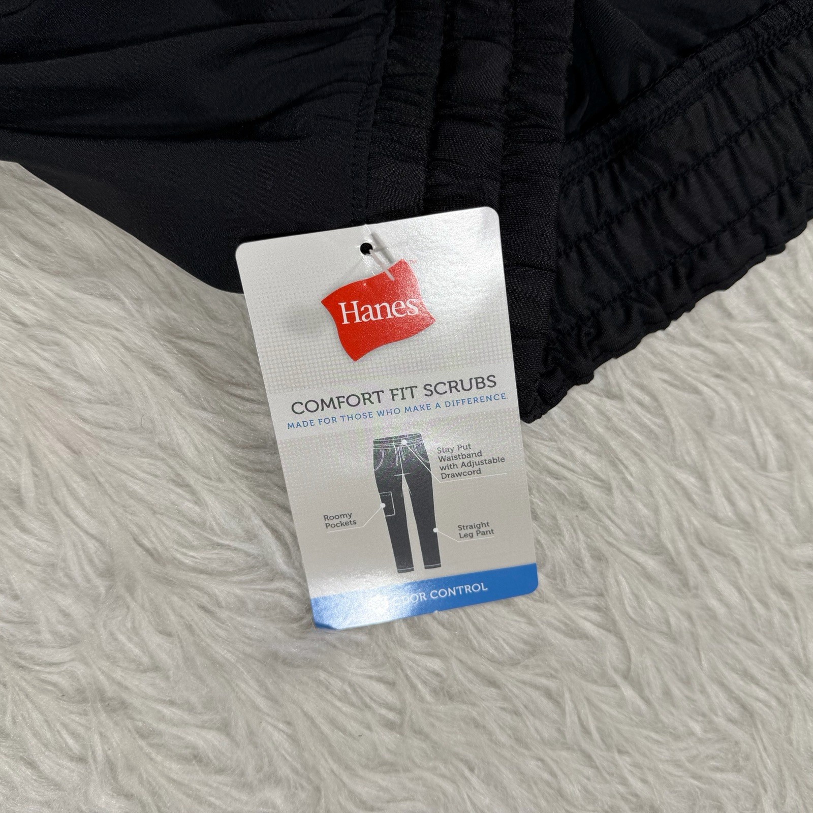 Lot of 3 Hanes Women Comfort Fit Straight-Leg Scrub Pants XL Blue Black NWT F4