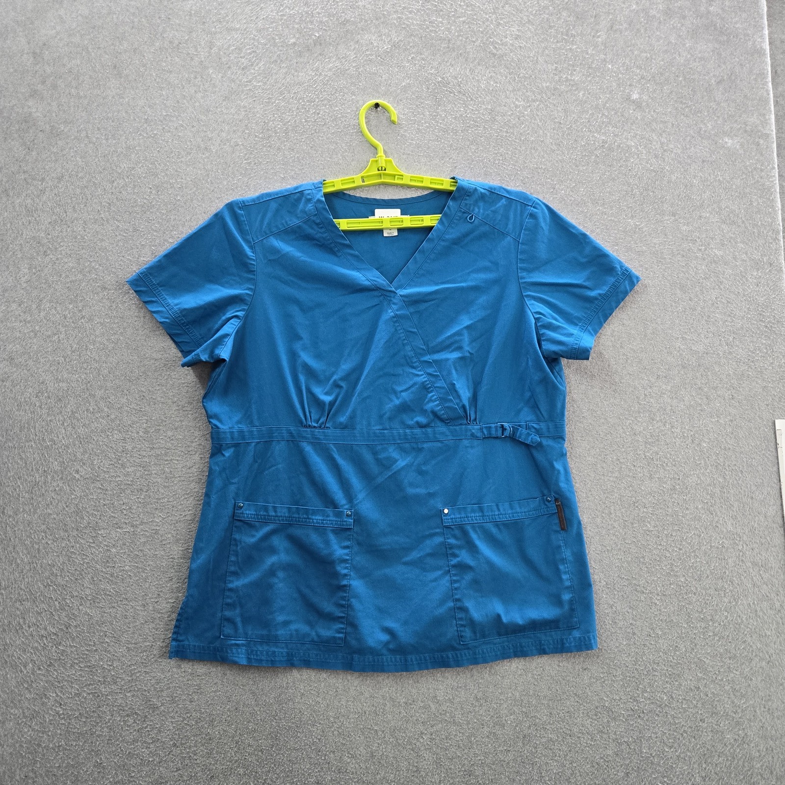 Koi Women Scrub Top L Blue Button PO#HB12097 Short Sleeve
