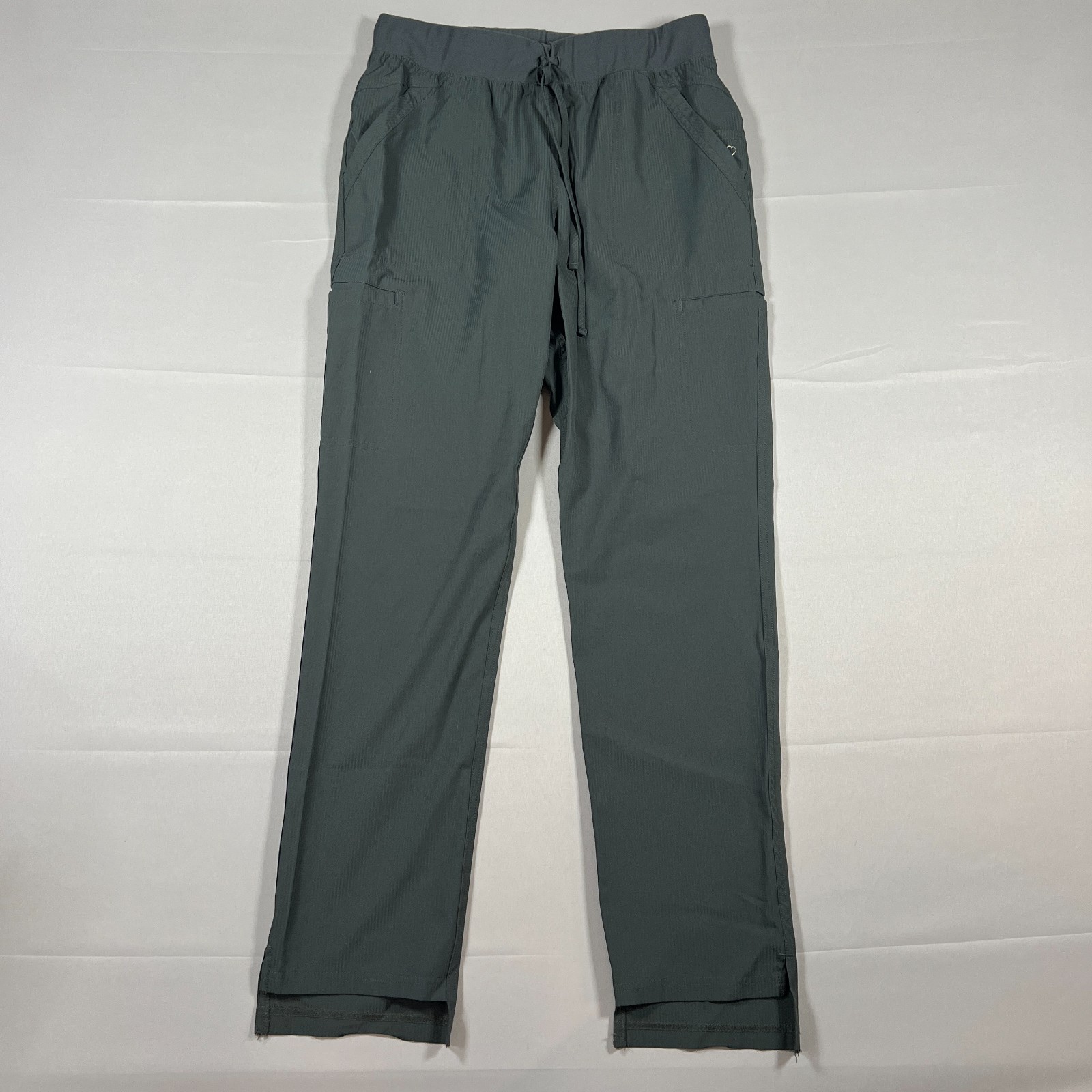 Elle Cargo Scrub Pants Womens M Gray Stretch Drawstring Waist High Rise Medical