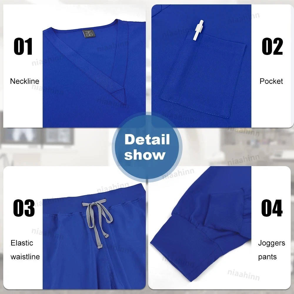 Grey Nurse Scrub Set for Men Medical Uniform Jogger Pants Pockets S M L XL 2XL