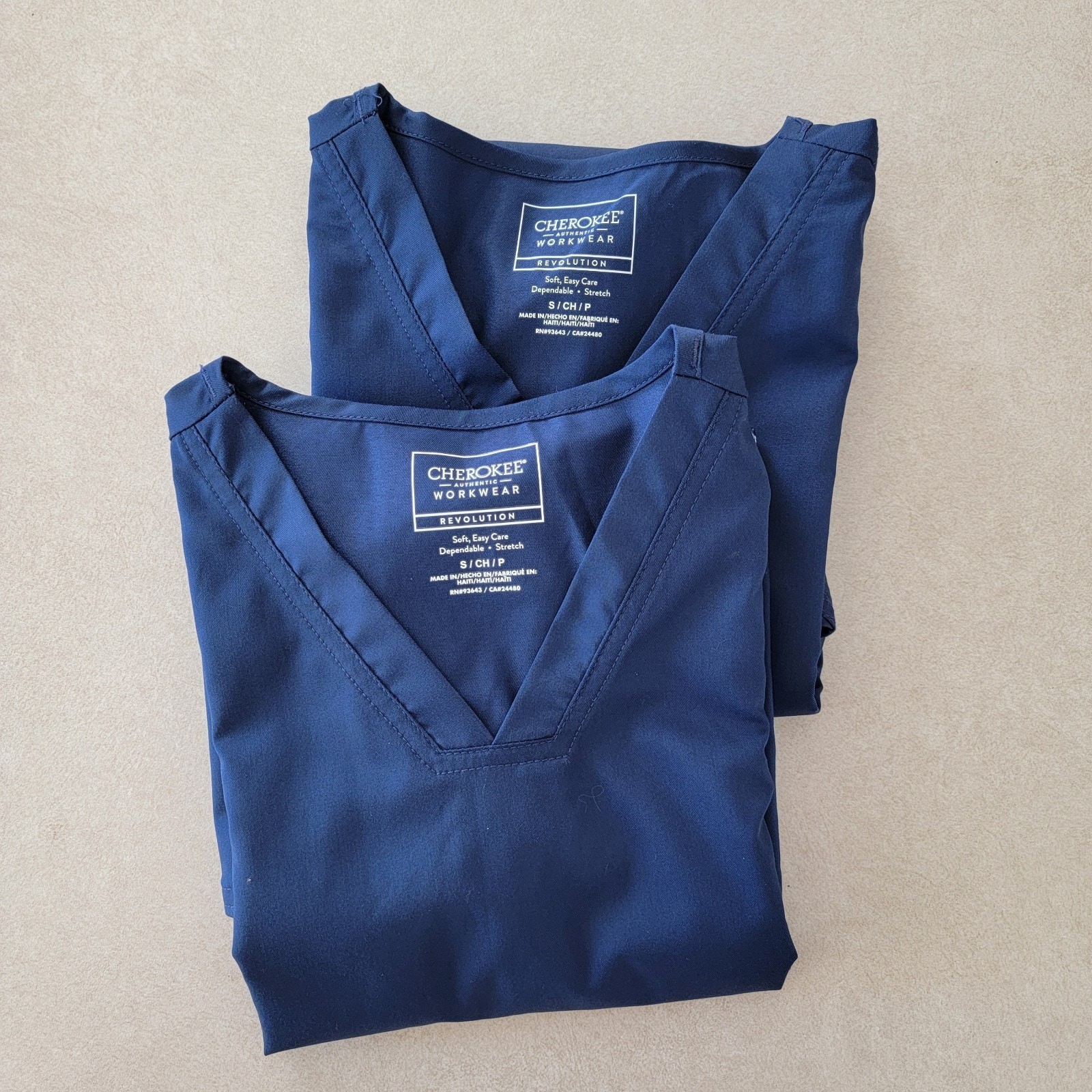 Cherokee Navy Scrubs Tops Workwear Uniform Stretch Soft Classic Size S NEW Nurse