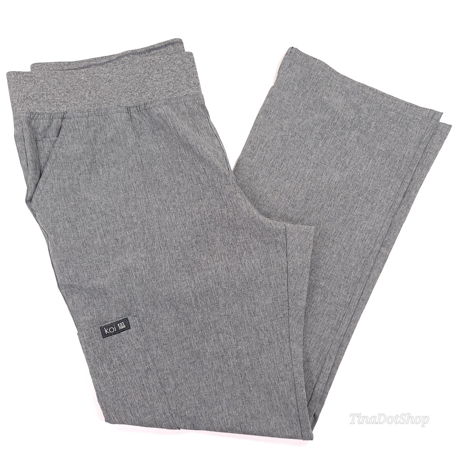 Koi Basics Women’s Pull-On Scrub Pants Heathered Gray – Size XL Tall