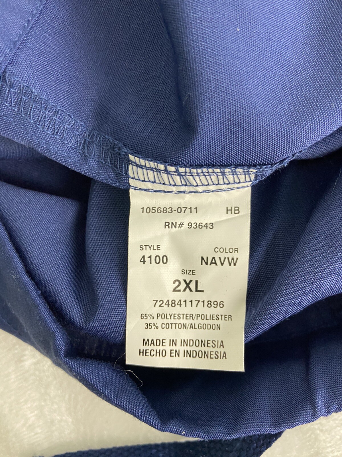 Cherokee Workwear Unisex DrawString Pant 2XL Navy 32in Inseam