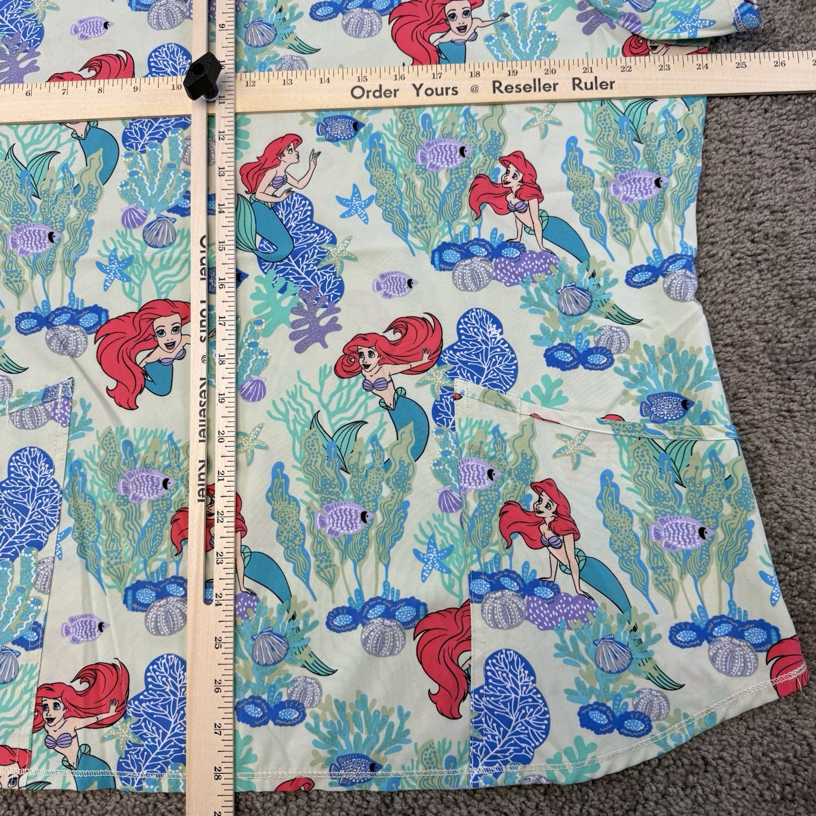 Disney Scrub Top Women’s XL Multicolor Little Mermaid Ariel Nursing Pockets Used