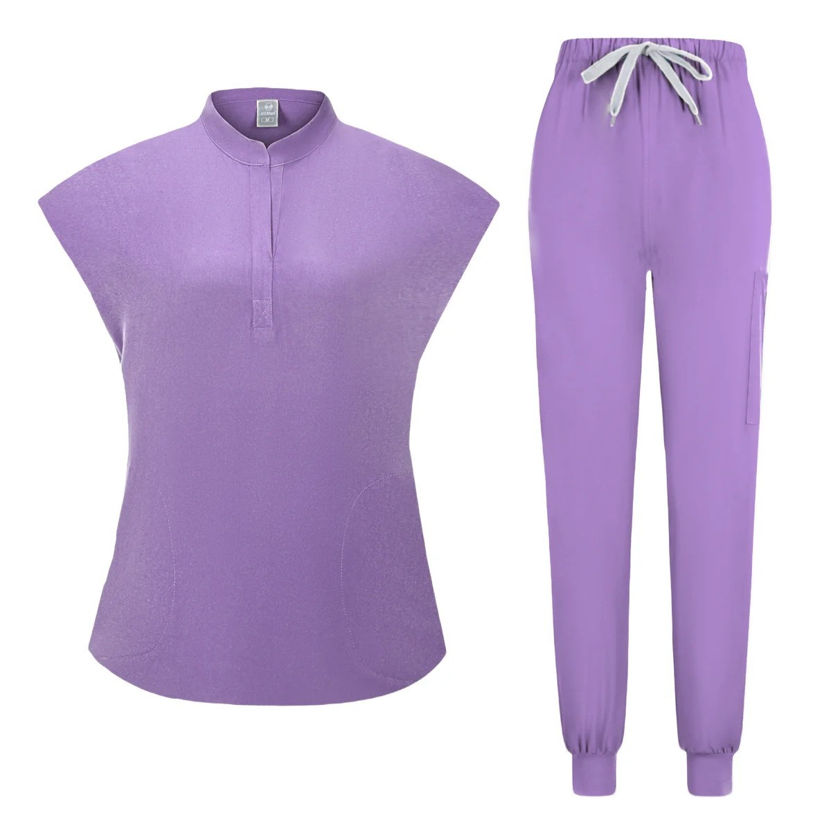 Women’s Sleeveless Medical Scrub Set Nursing Uniform Top Jogger Pants