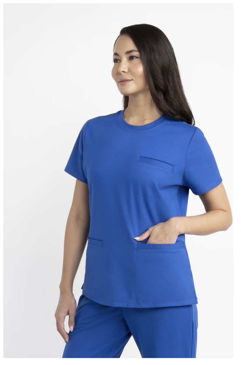 GILDAN Women’s 2XL Crew Neck Scrub Top Stretch Moisture Wicking • Royal