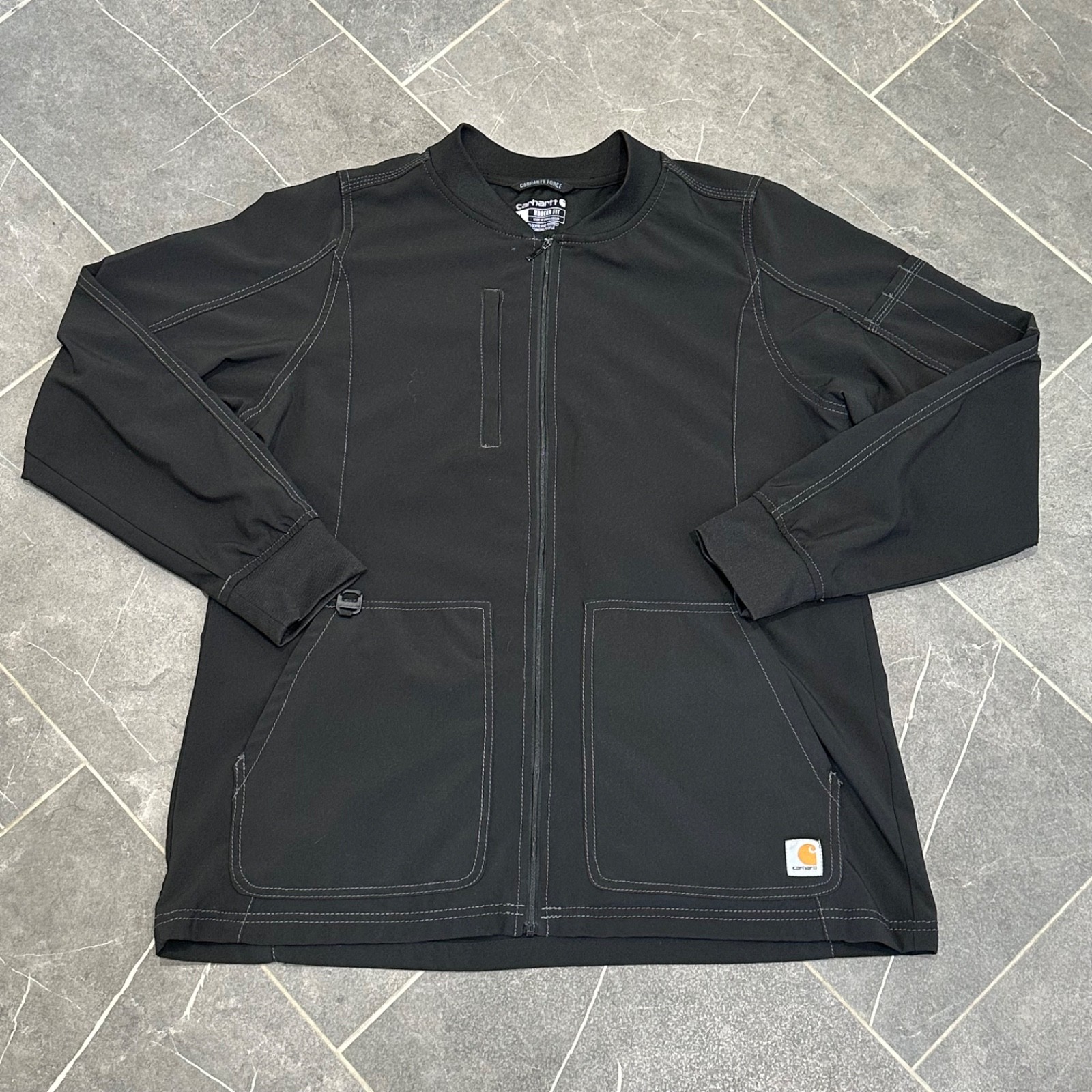 Carhartt Scrub Jacket Womens Large Black Force Flex Zip Utility Modern Fit