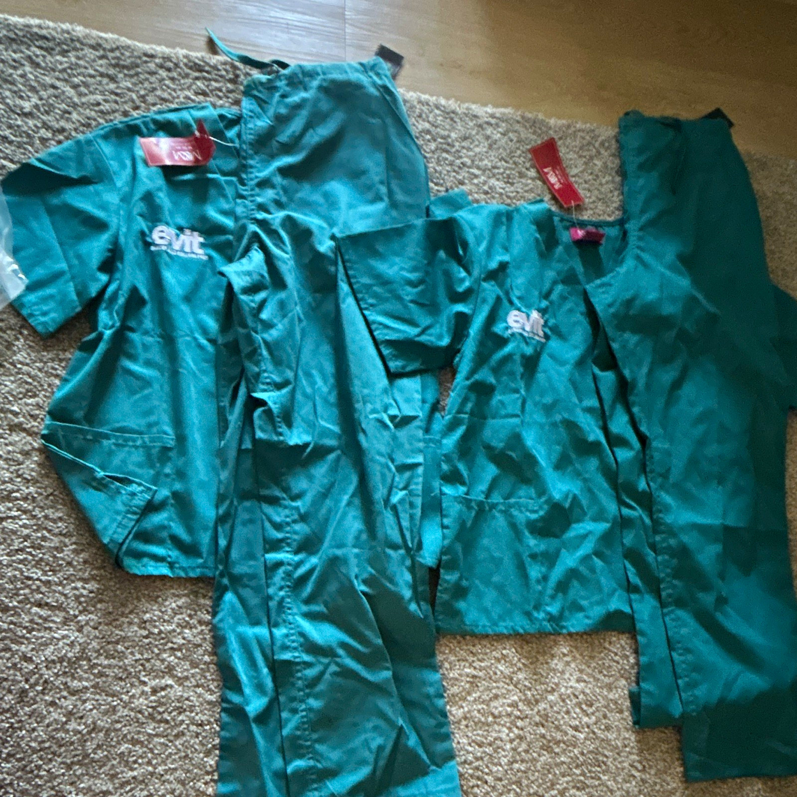 Teal Solid Scrub Set XXS Unisex Polyester Woven Medical Style B102
