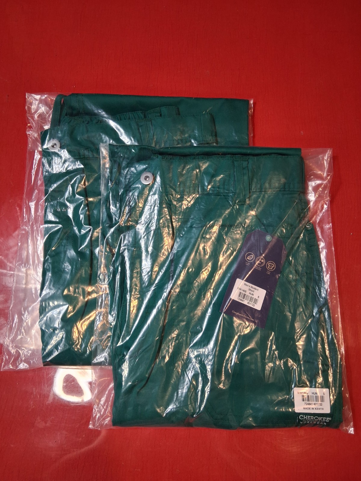 2 Pair Men S-Short Cherokee Workwear Scrubs Fly Front Modern Pants Hunter Green