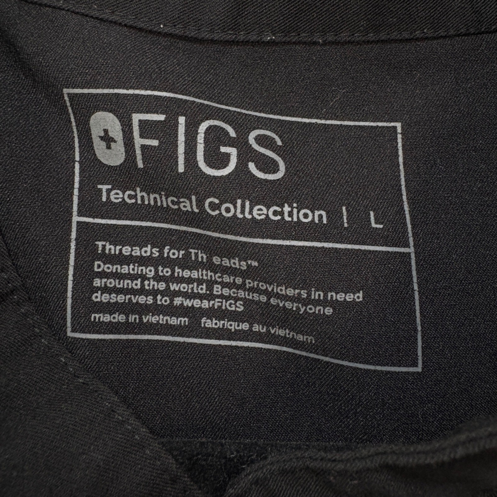 FIGS Casma Scrub Top Womens L Black Sleeveless Mandarin Collar WXXSW1003 Nurse