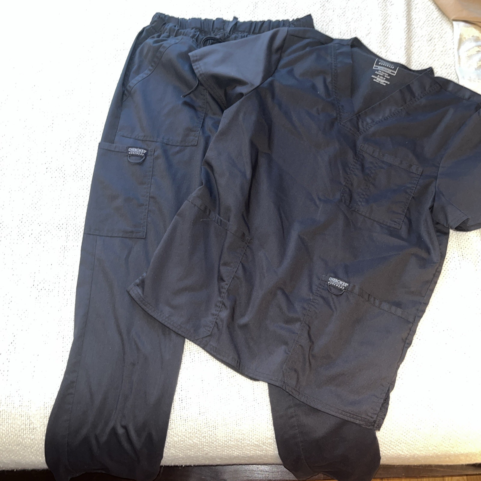 Men’s Cherokee Workwear Gray Scrub Shirt And Pants Lot Size Small And Medium