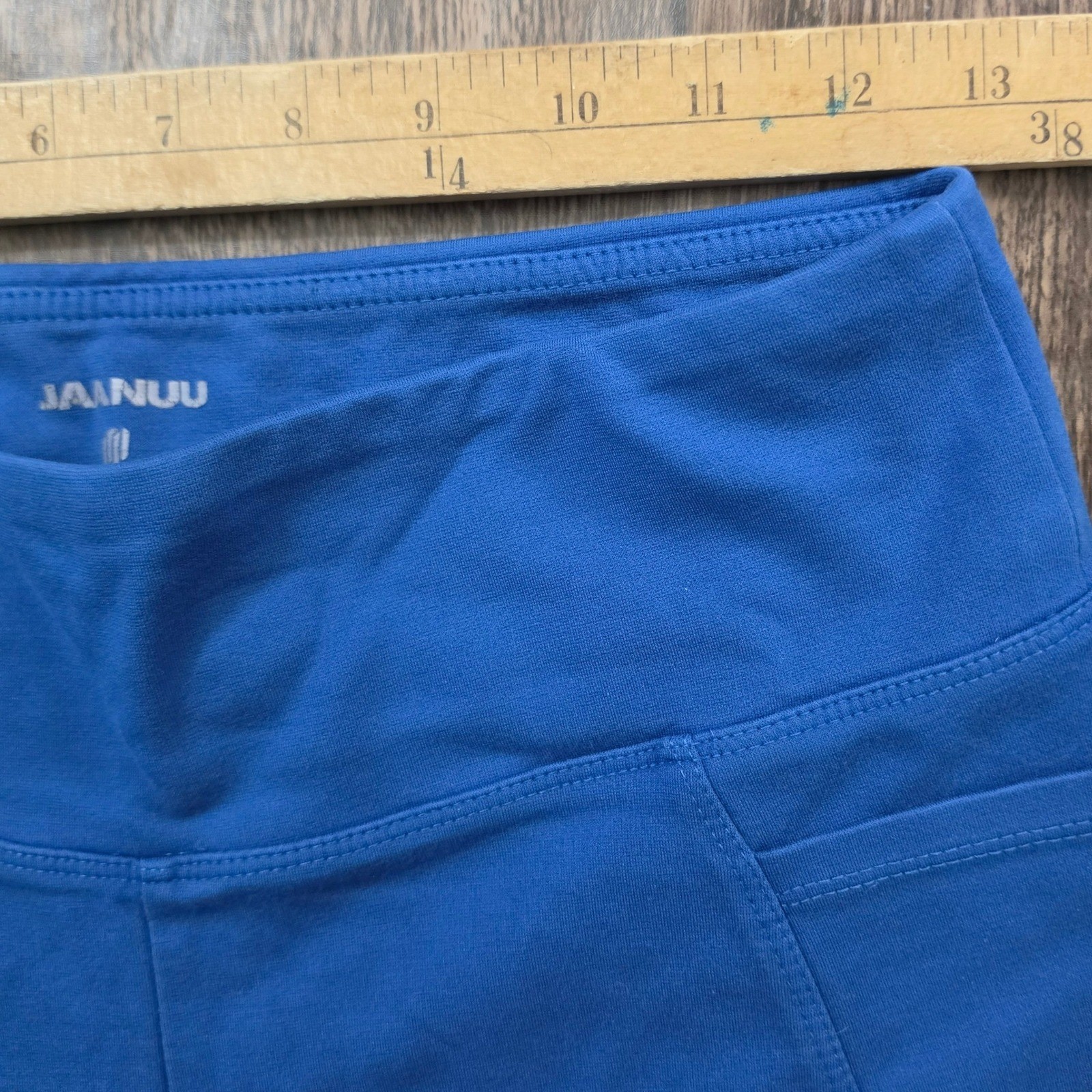 JAANUU Scrub Pants Womens M/L Blue Yoga Waist Cargo Utility Pockets Straight Leg