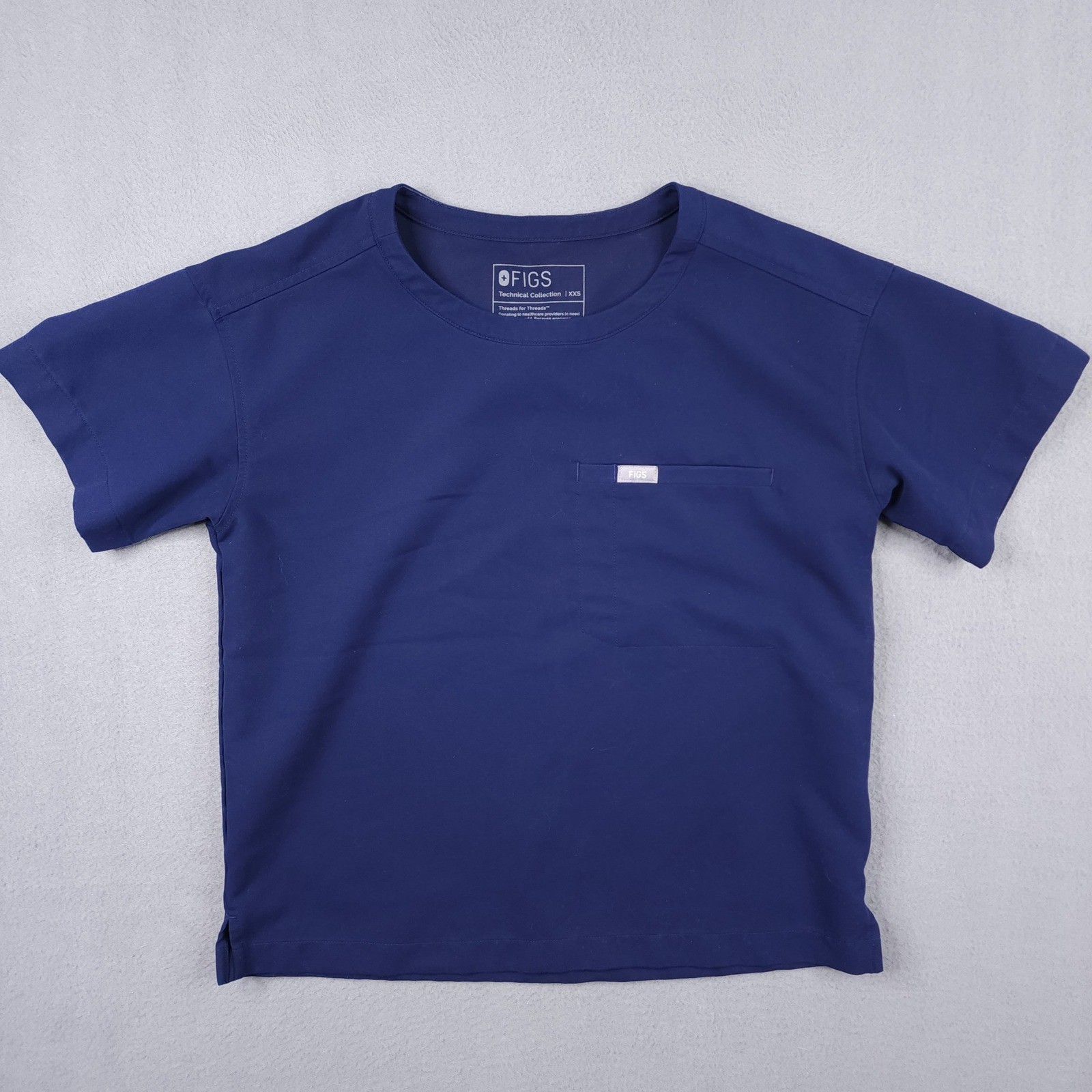 FIGS Technical Collection XXS Navy Blue Scrub Top One Pocket Short Sleeve