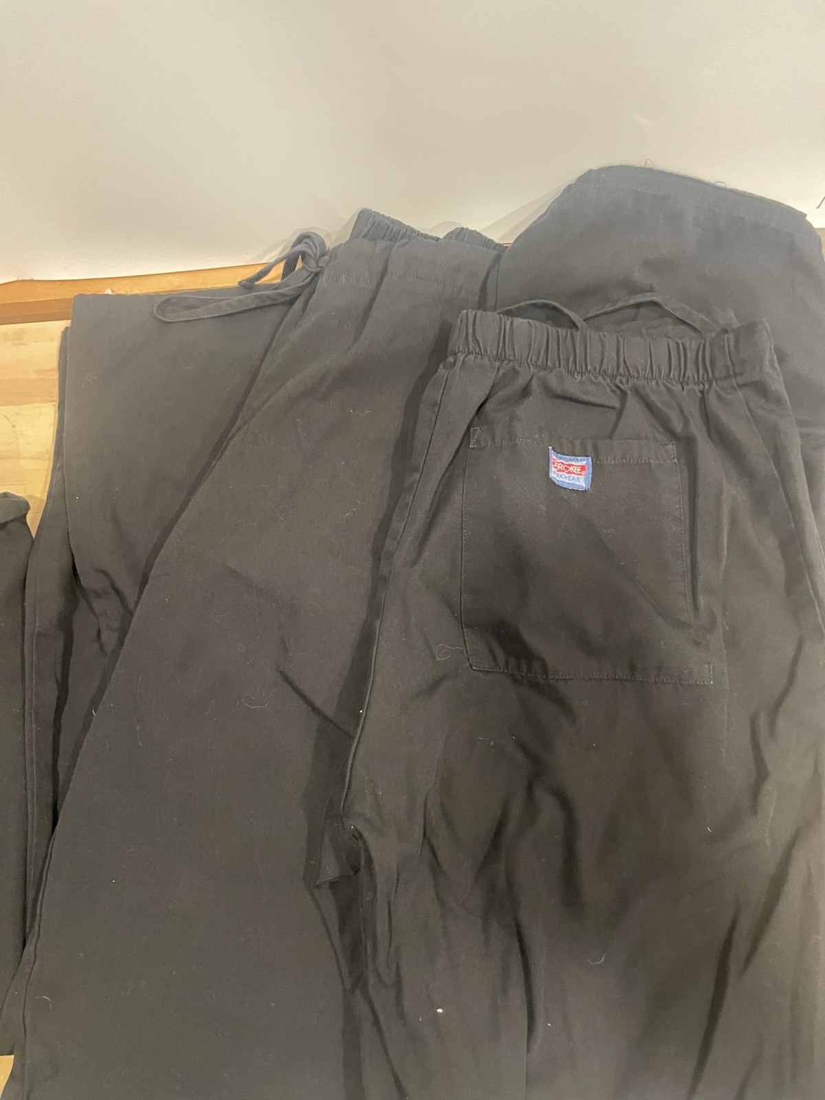 2 Solid Black Scrub Tops – Cherokee Infinity and Scrubstar – Size L