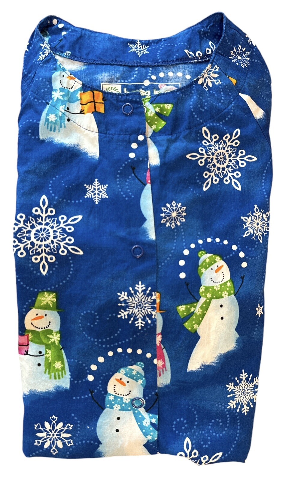 BIO Bring It On Scrub Jacket, Festive Snowman, Snowflake, Winter Wonderland Med