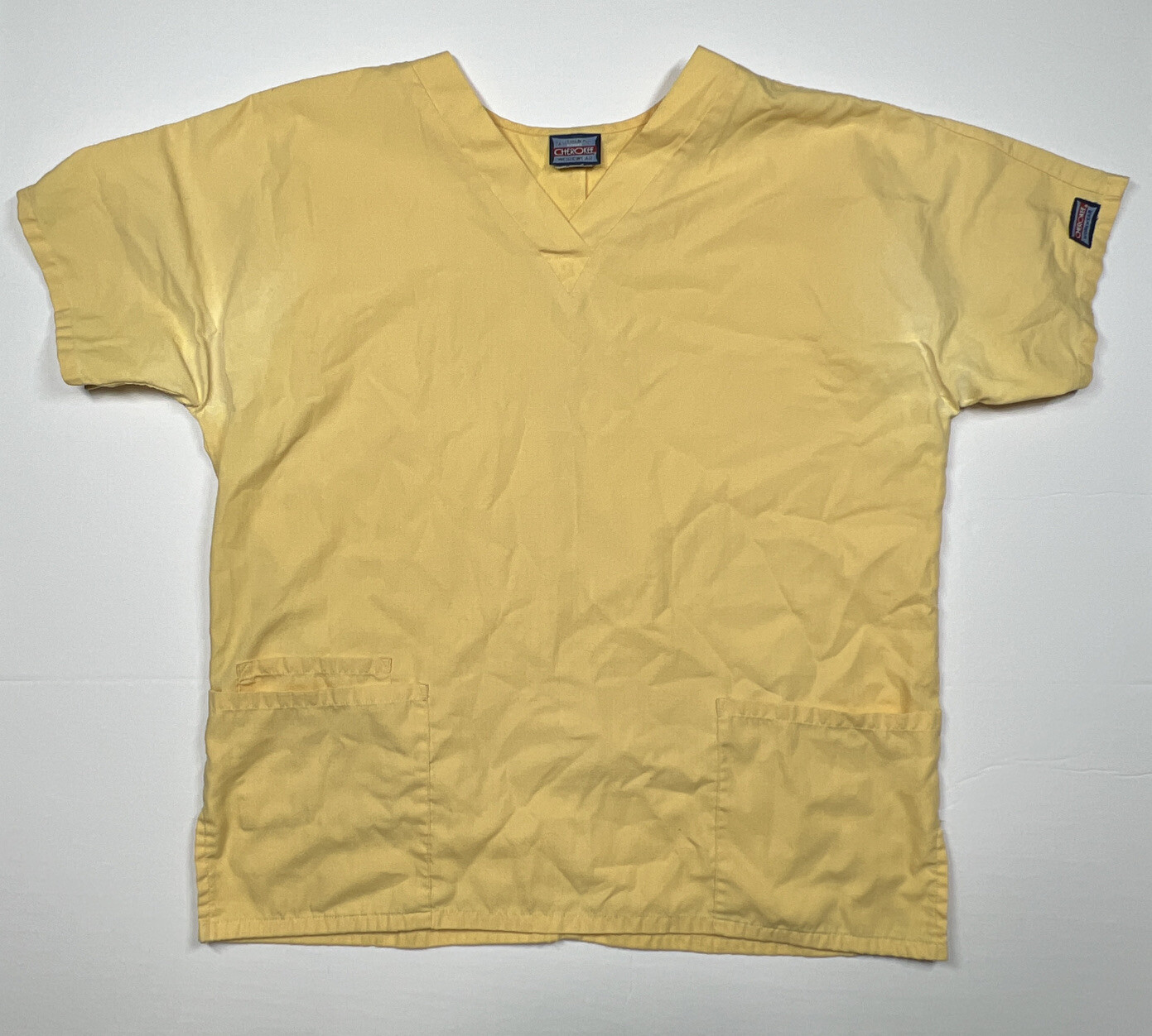 Cherokee Workwear Scrub Top Women’s Size Medium V-Neck Yellow Style 4700