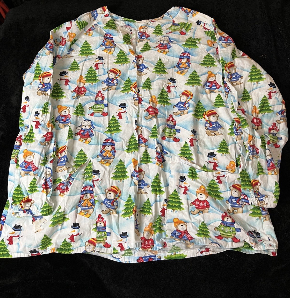 Bio Bring It On Scrub Jacket Woman’s 2x Winter Snow Teddy Scene