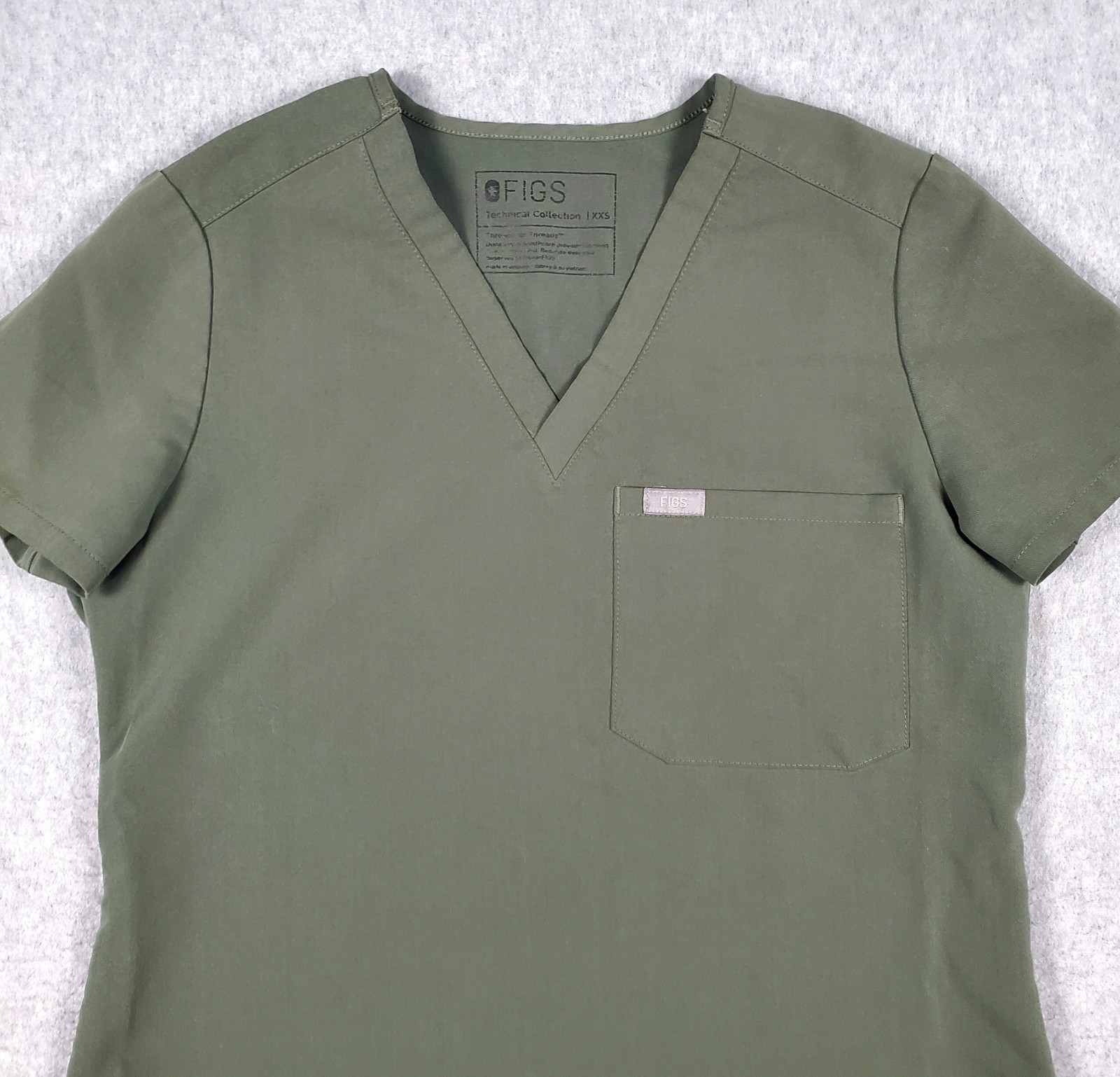 FIGS Scrub Catarina Top Womens XXS 2XS Moss Green Technical Collection Medical
