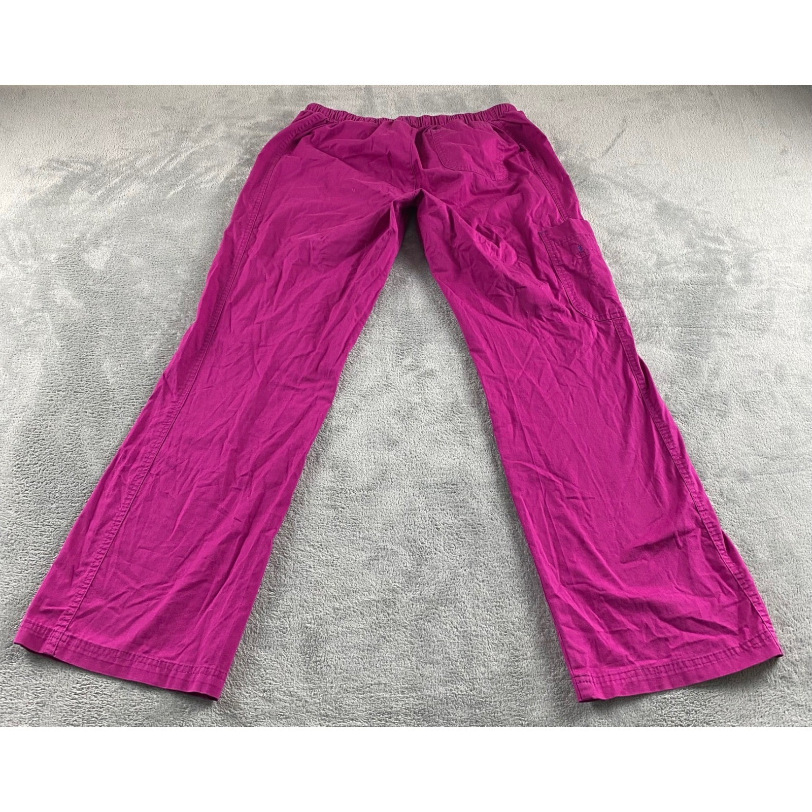 Bio Bring It On Womens Small Magenta Pink Cargo Scrub Pants Elastic Waist 19202