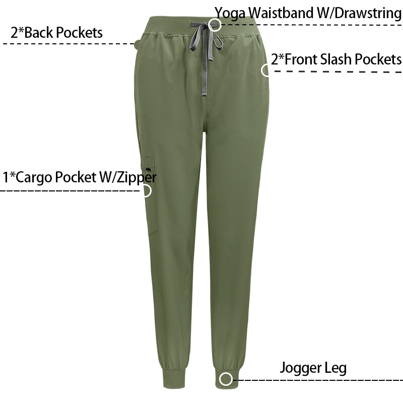 VIAOLI Stretch Breathable Nurse Uniform Medical Scrub Set V-Neck Top Jogger Pant