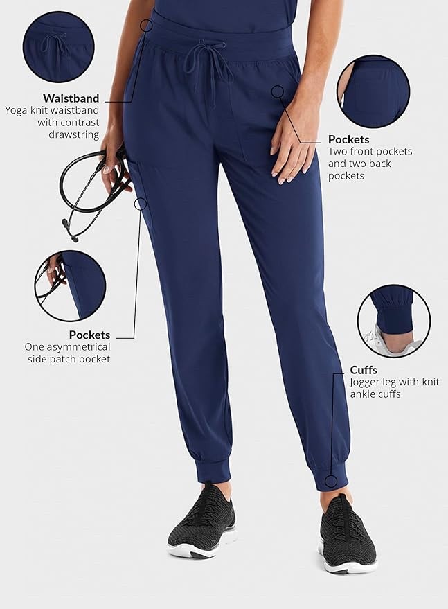 Maevn Women’s Yoga Waist Jogger Scrub Pants 8520 Matrix Impulse Sizes XXS to 3XL
