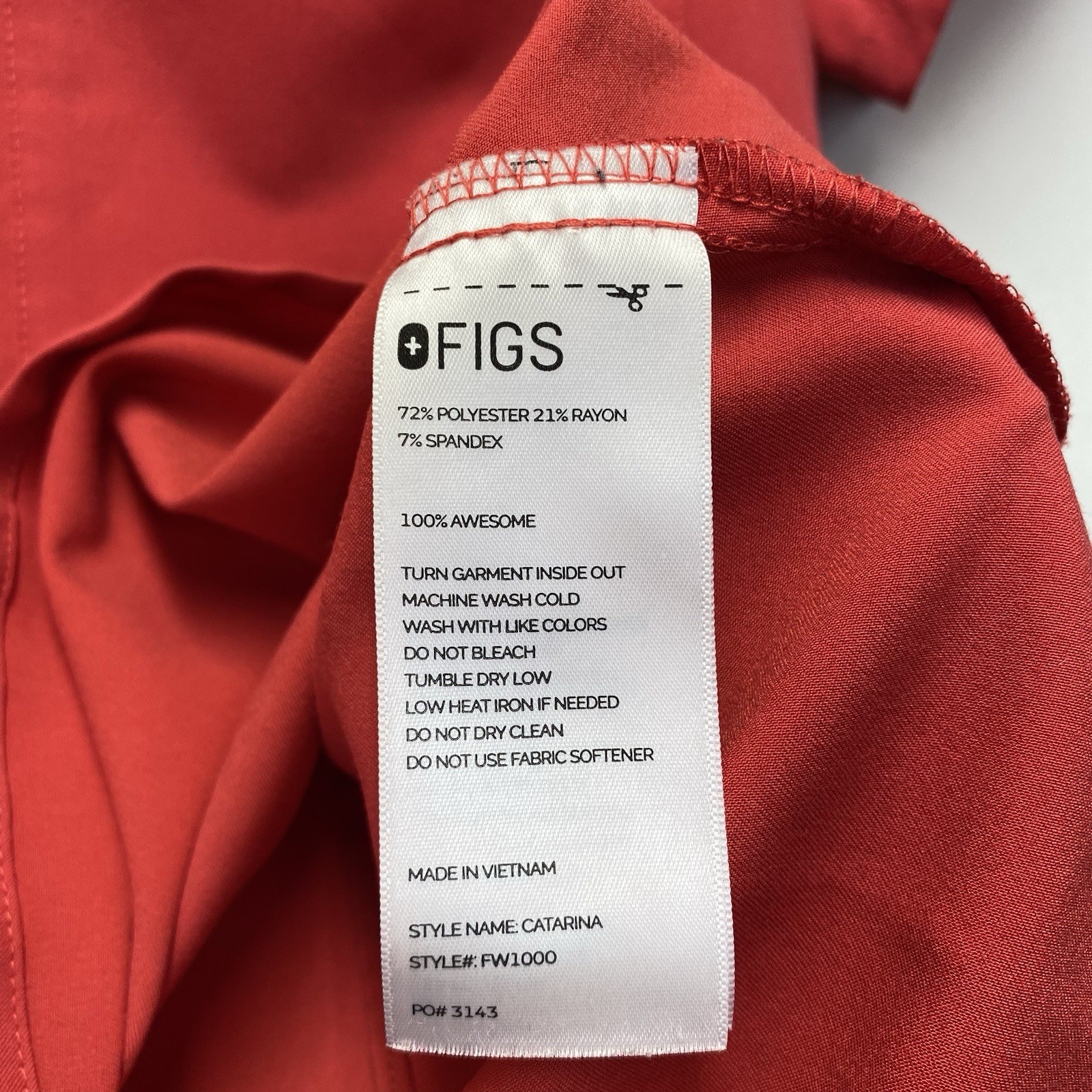 Figs Technical Collection Catarina One Pocket Scrub Top Women Size XXS Coral Red