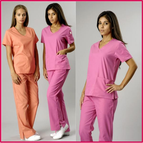 Medical Nursing Scrub Set 7-Pocket, V- Neck, Flare Leg