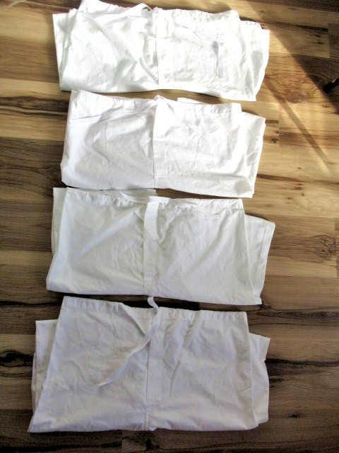 Lot 4 Standard Textile Hospital Patient Gown Pants Unisex Large White Scrub EUC