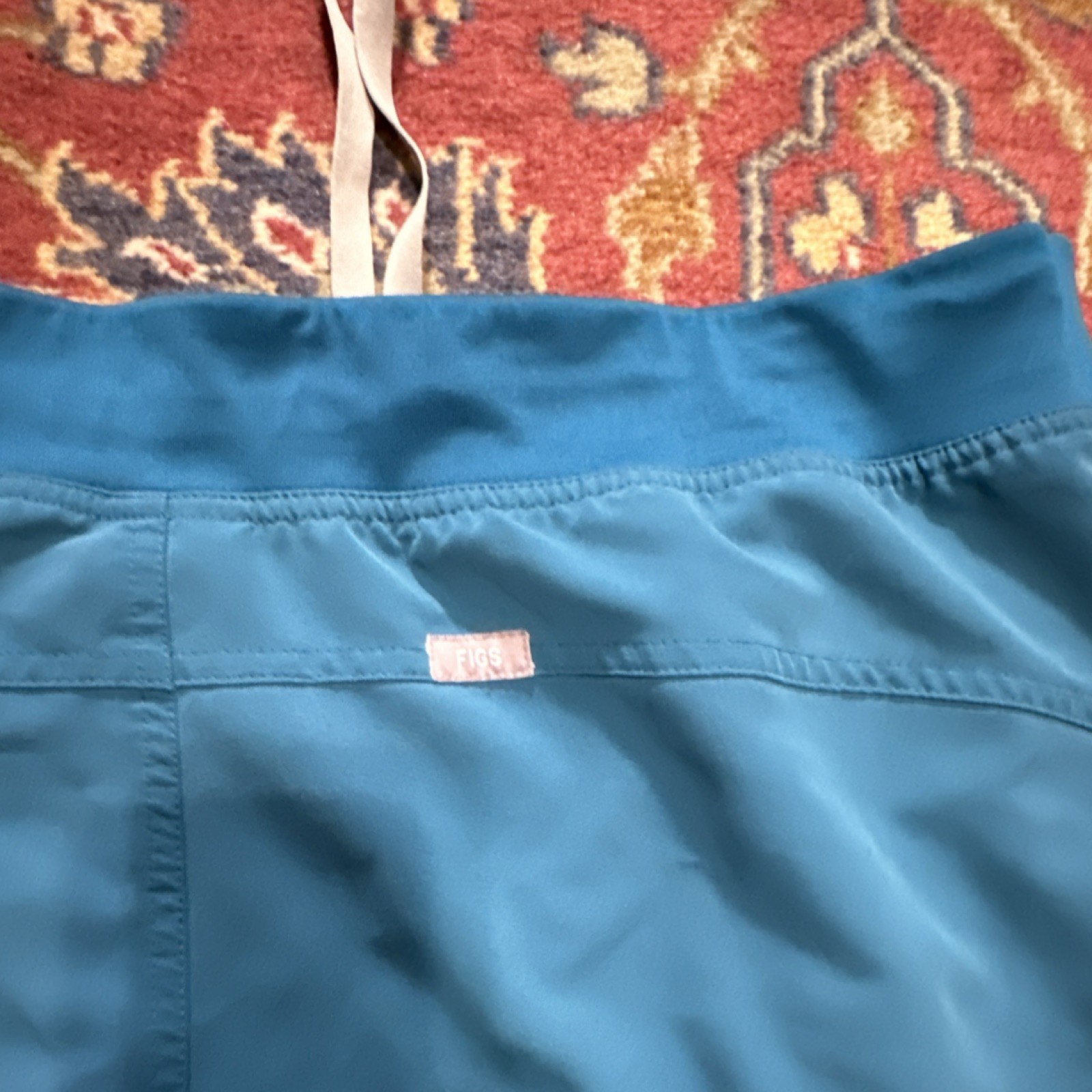 FIGS Technical Collection Teal Blue Scrubs Set XL Top & Pants Drawstring