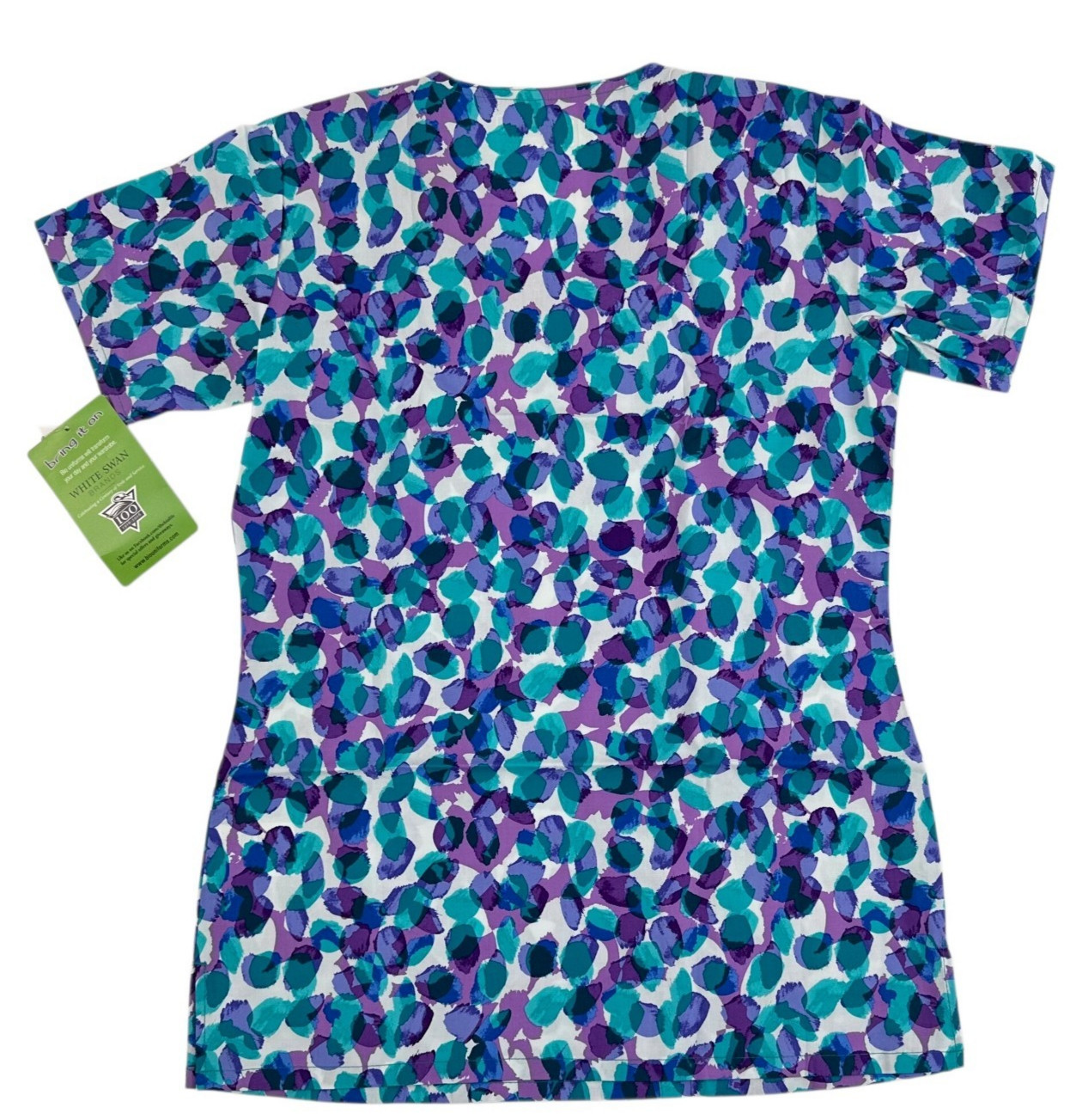BIO Scrub Top 2XS Women’s XXS Print Blue Purple Ocean Medical Extra Small NWT