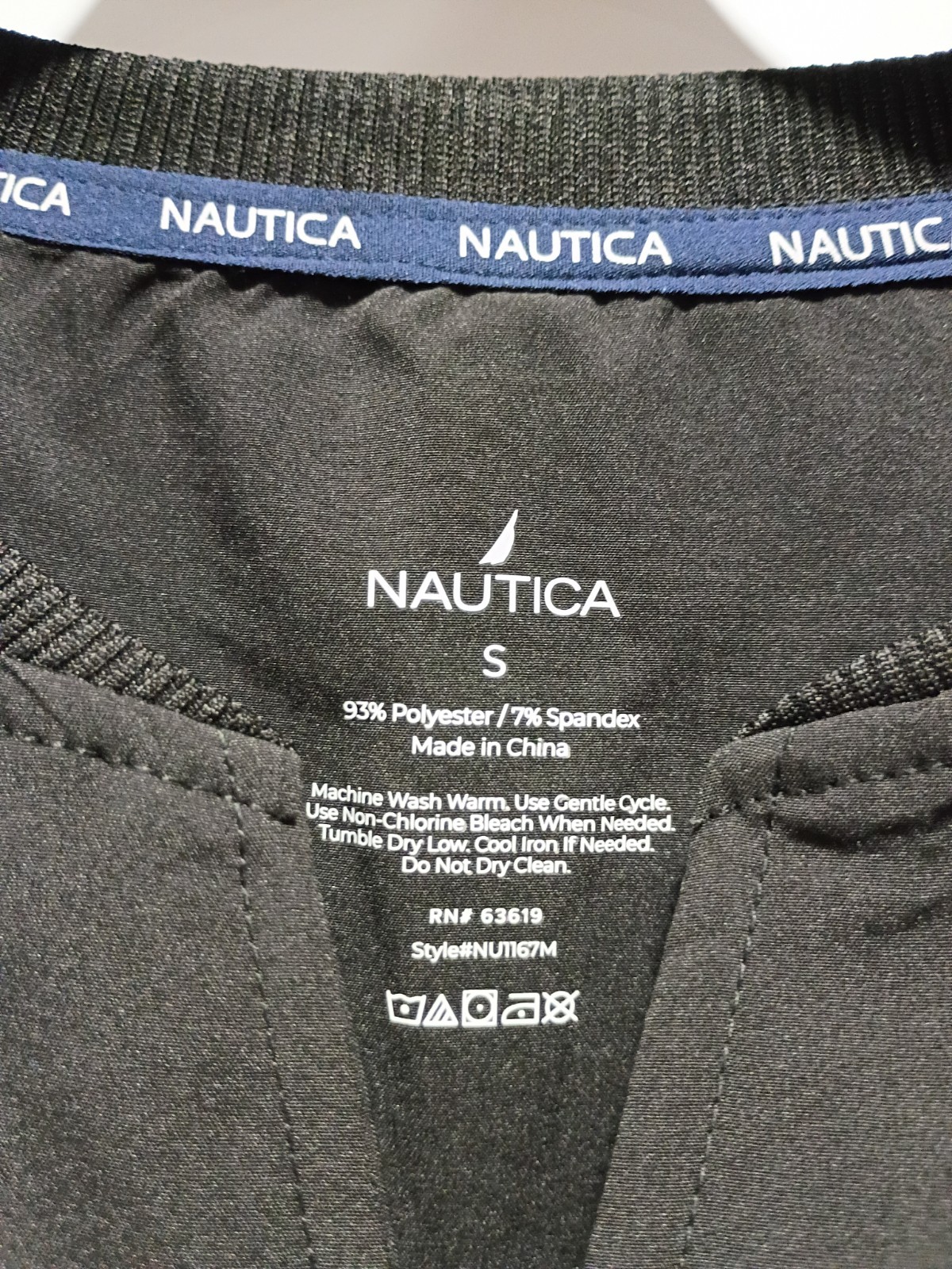 Nautica Women’s Scrub Top S Black Solid Polyester/Spandex Blend NU1167MA