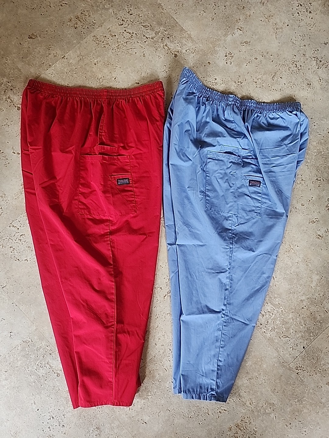 Cherokee Workwear Scrub PANTS 2XL, (2) PAIR; 1 RED &1 BLUE Pockets Elastic Waist