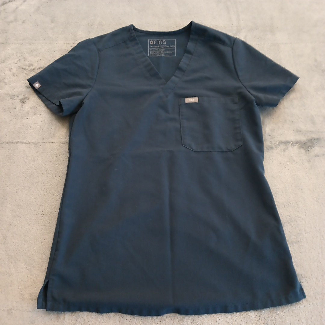 Figs Catrina Scrub Top Womens XXS Gray Short Sleeve V Neck Style# FW1000