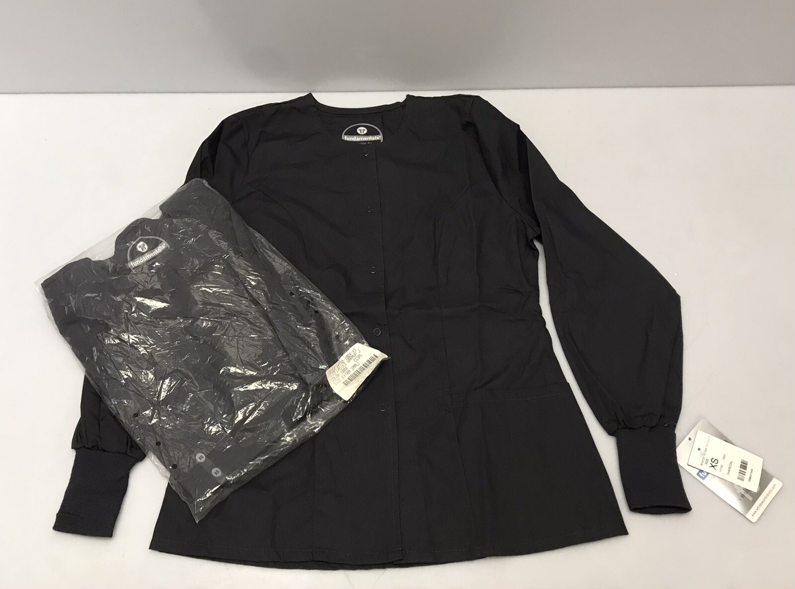 Ladies Charcoal White Swan Brand Fundamentals Scrub Warm-up Jacket XS X-Small