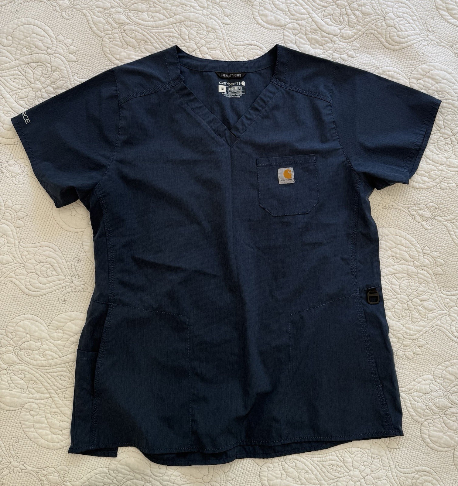 Carhartt Force Women’s Short Sleeves Scrub Top Sz M Navy Blue Lots Of Pockets