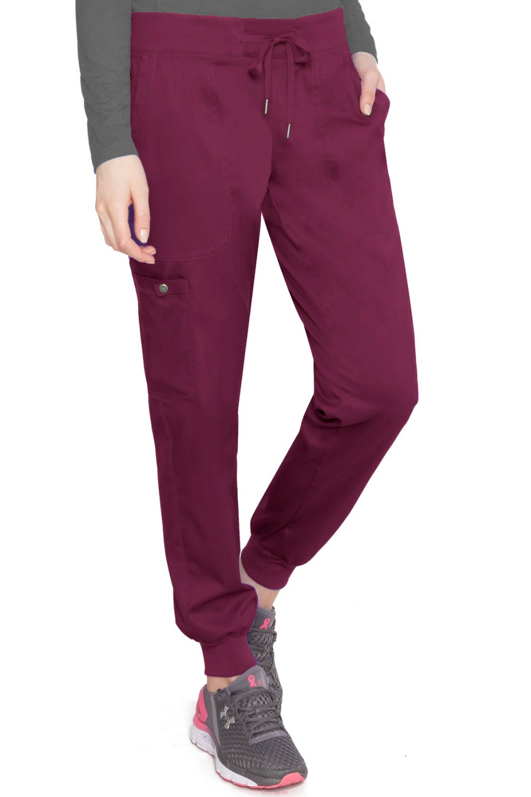 Med Couture Scrubs Woman Jogger Petite Pants MC7710P WINE Wine Free Shipping