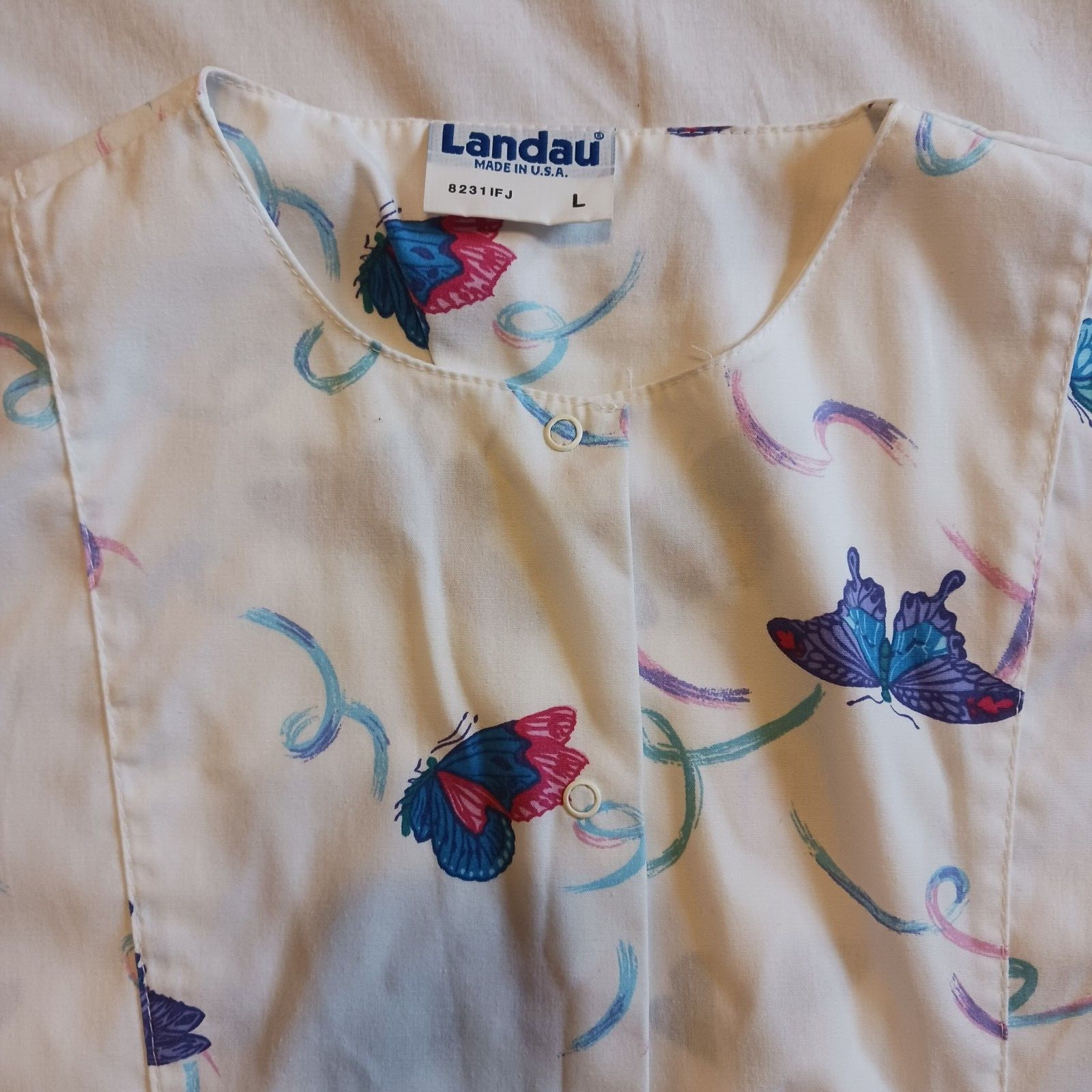 4pc Landau Women’s L Scrubs 4 Tops Floral Flag Horse Butterfly nursing
