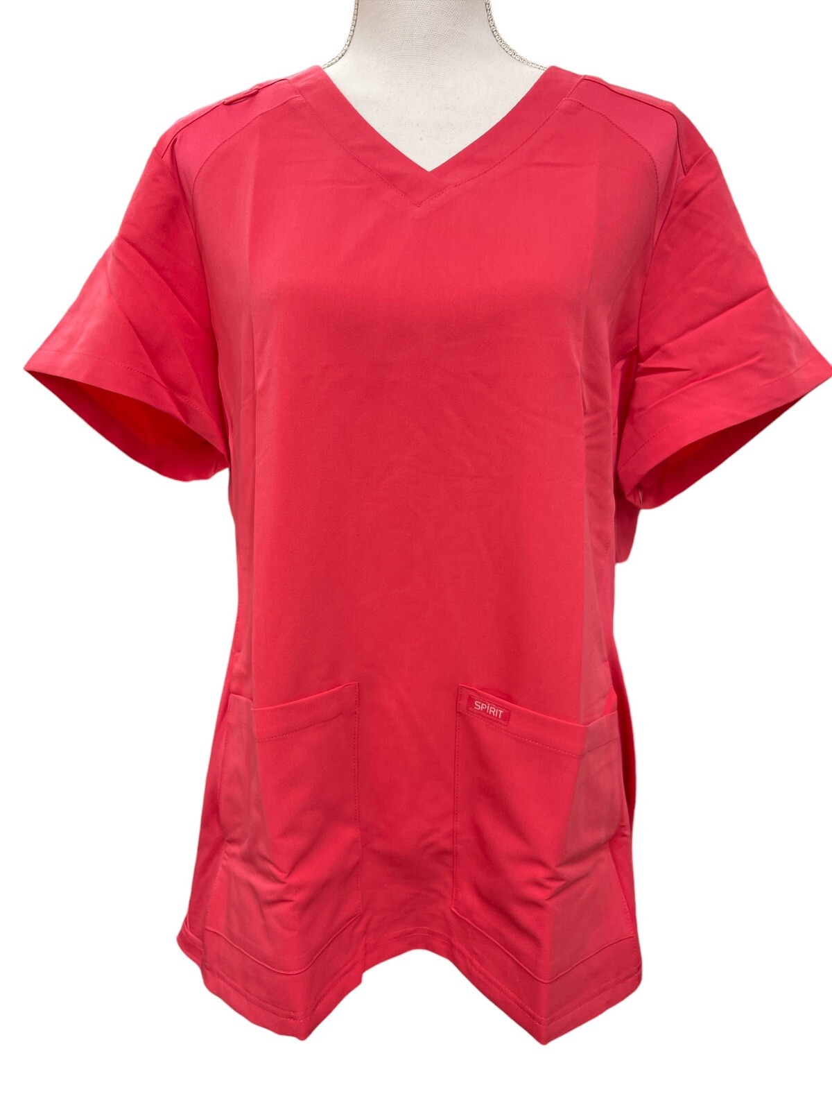 Spirit Scrubs Women’s Tuck-In Top #PWT113 CORAL PINK Choose Your Size NWT