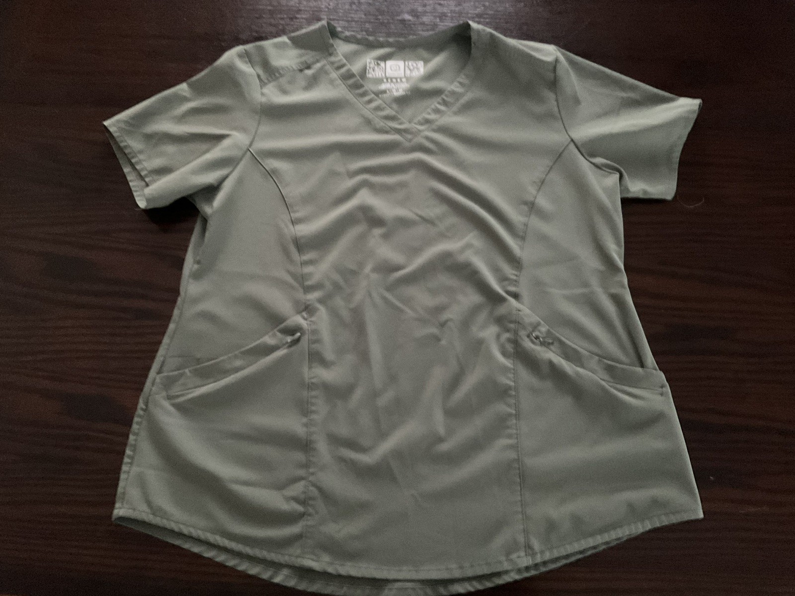 Womens Scrub Top Olive Green Size L Modern Fit