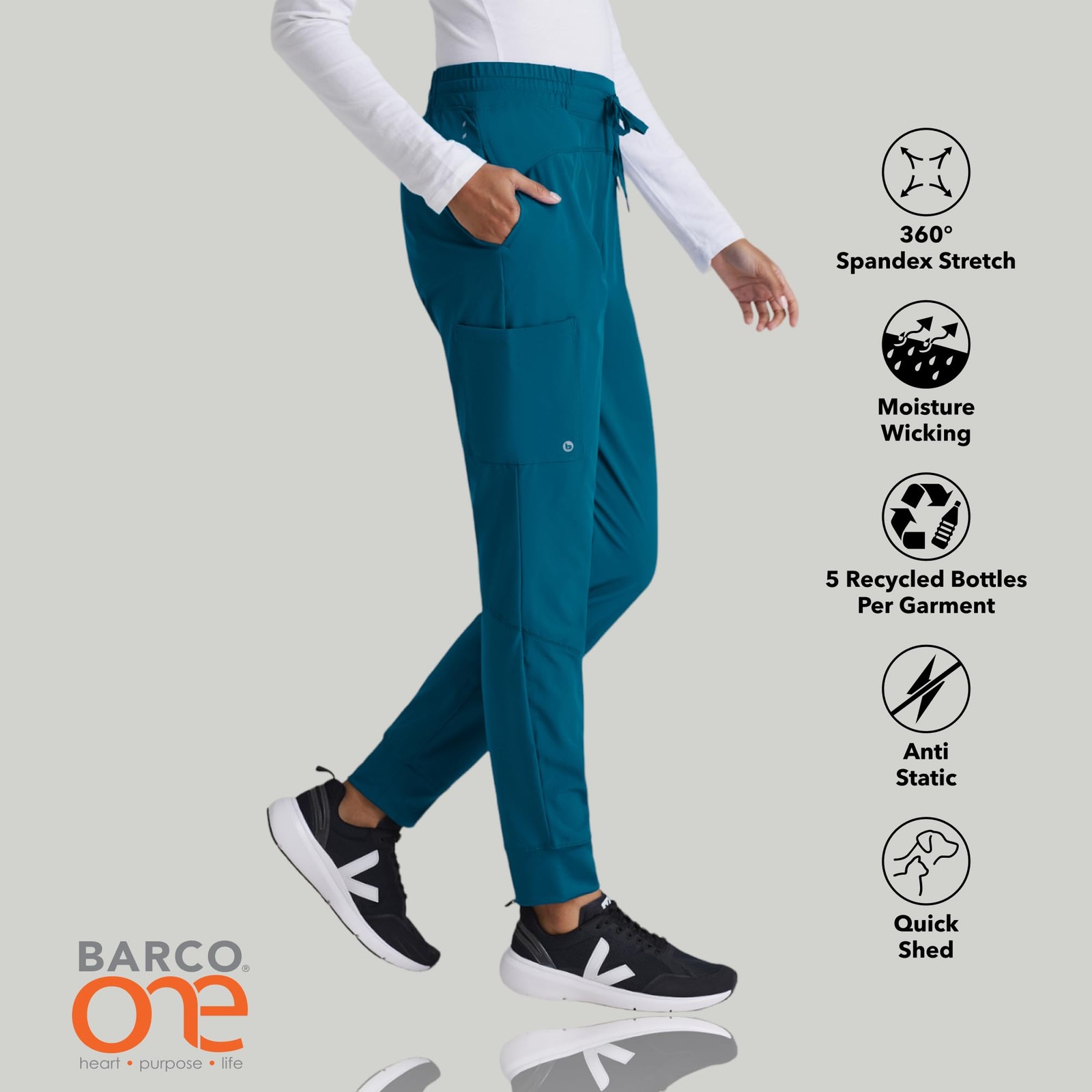 One Boost Classic Fit Scrub Jogger for Women – Bahama, 3-Pocket Mid-Rise Pant…