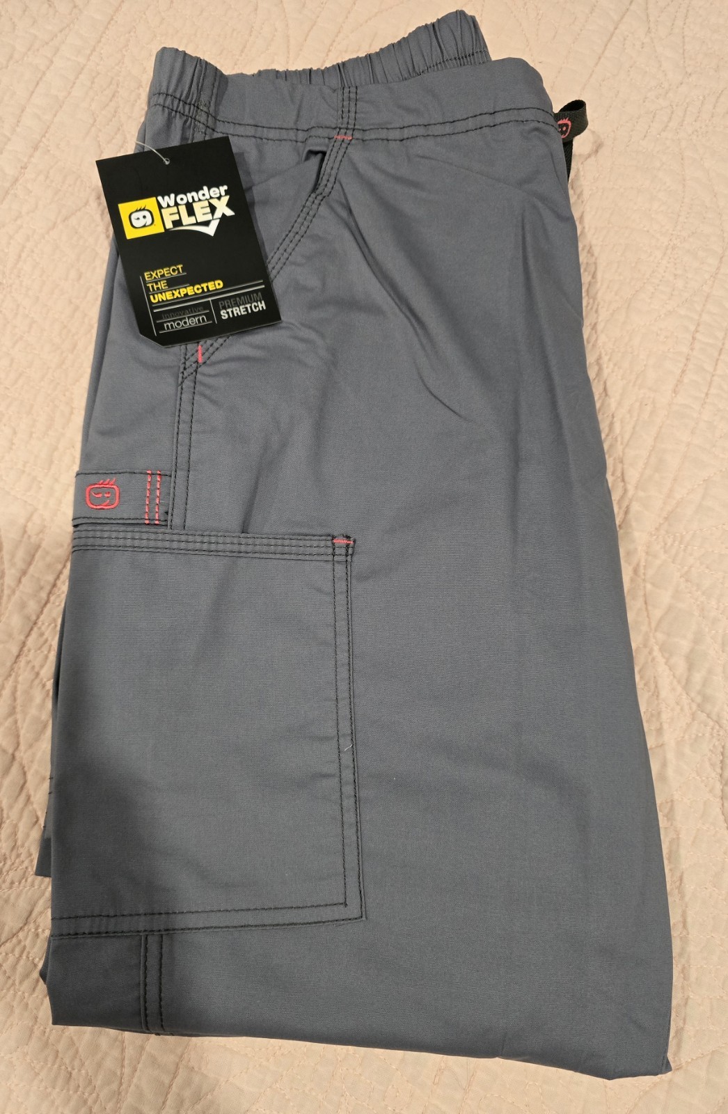 WonderFlex Pewter Gray Large Scrub Pants 5308