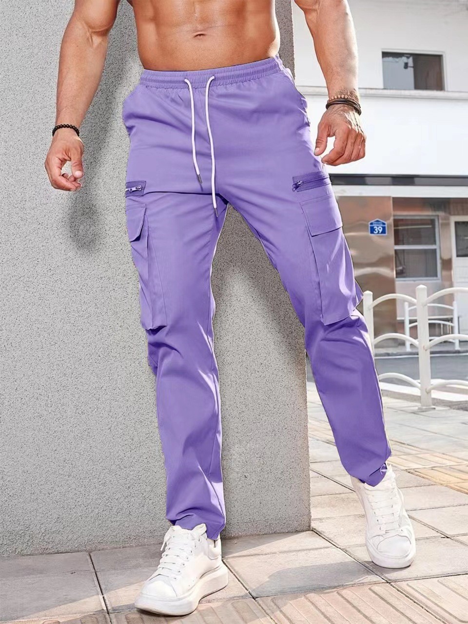All seasons Men’s Casual Sports Zipper Decorations Pants