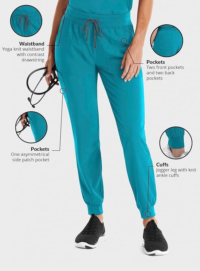 Maevn Women’s Yoga Waist Jogger Scrub Pants 8520 Matrix Impulse Sizes XXS to 3XL