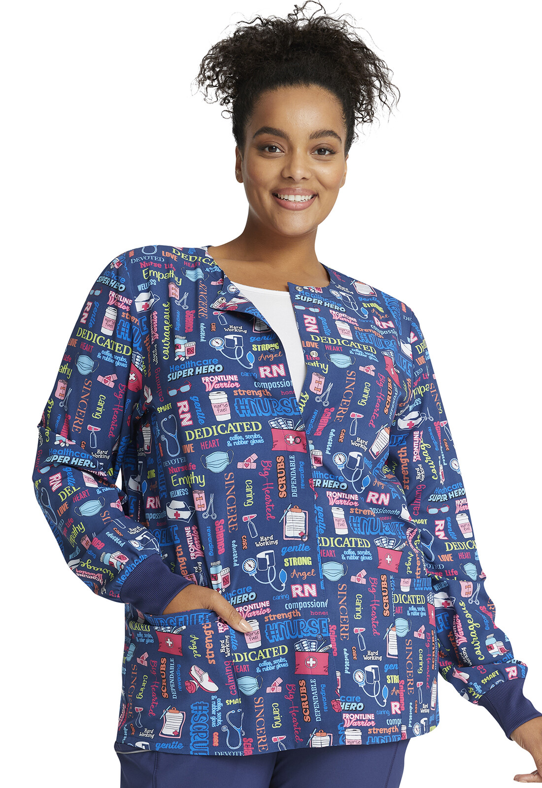 Scrub Life Cherokee Scrubs Nurse RN Snap Front Warm Up Jacket CK321 SULF