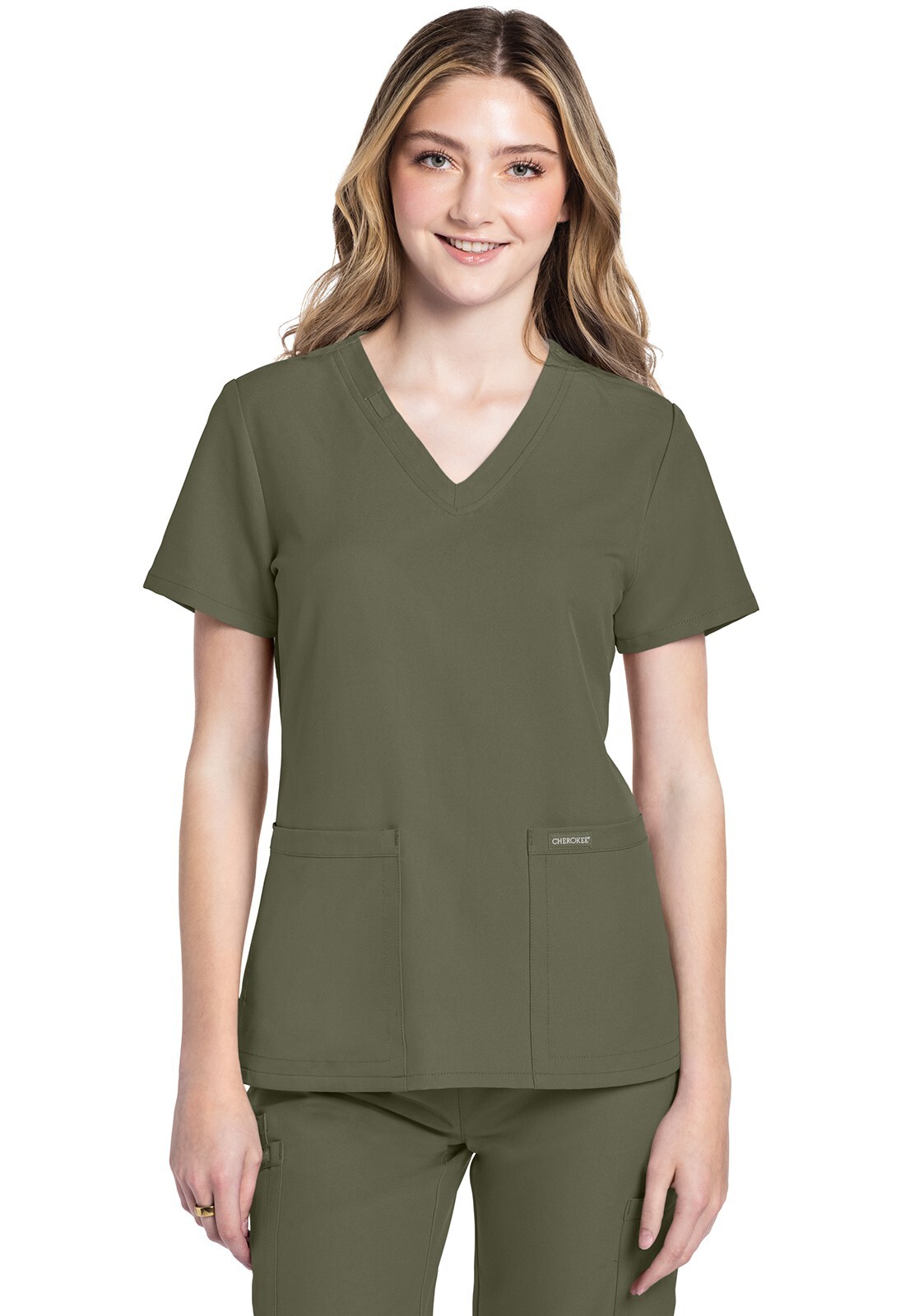 Cherokee WW Originals Scrubs Women’s V-Neck Top CK953A OLVN Olive Free Ship