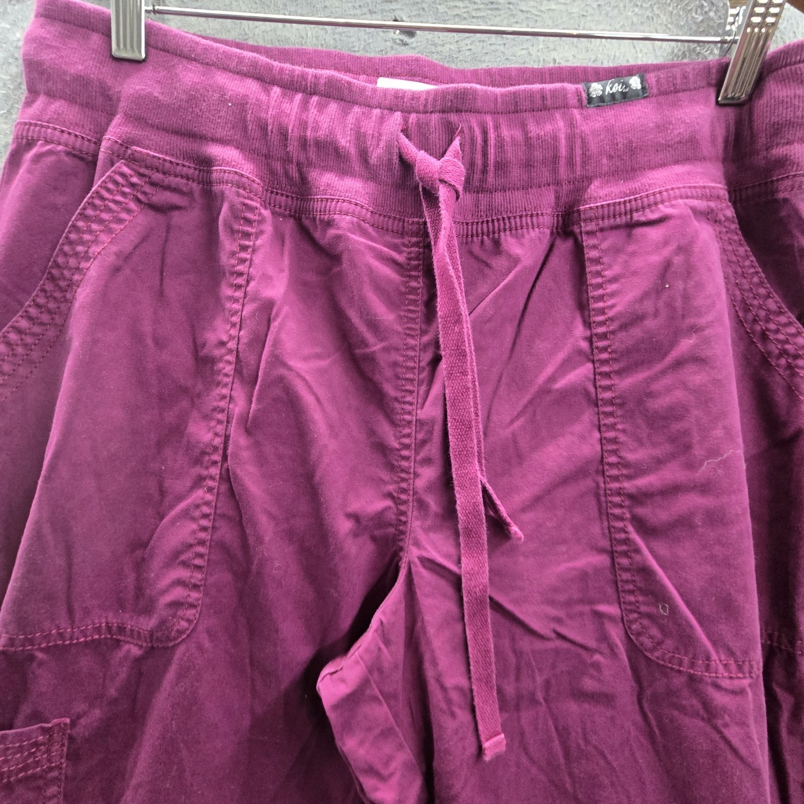 Koi Women Pants L REGULAR Purple Cargo Morgan 28″ Inseam