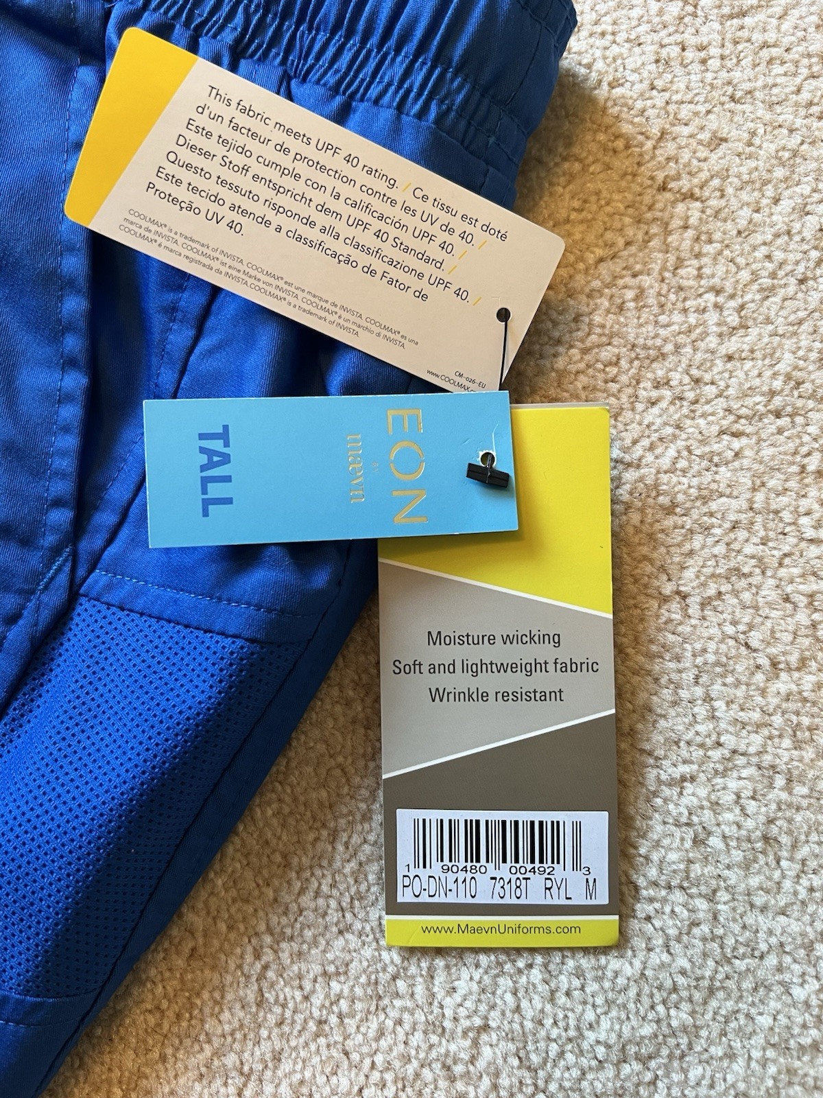PANTS – Eon by Maevn – Blue – Scrubs – Elastic Waist – Medium – Tall – NWT