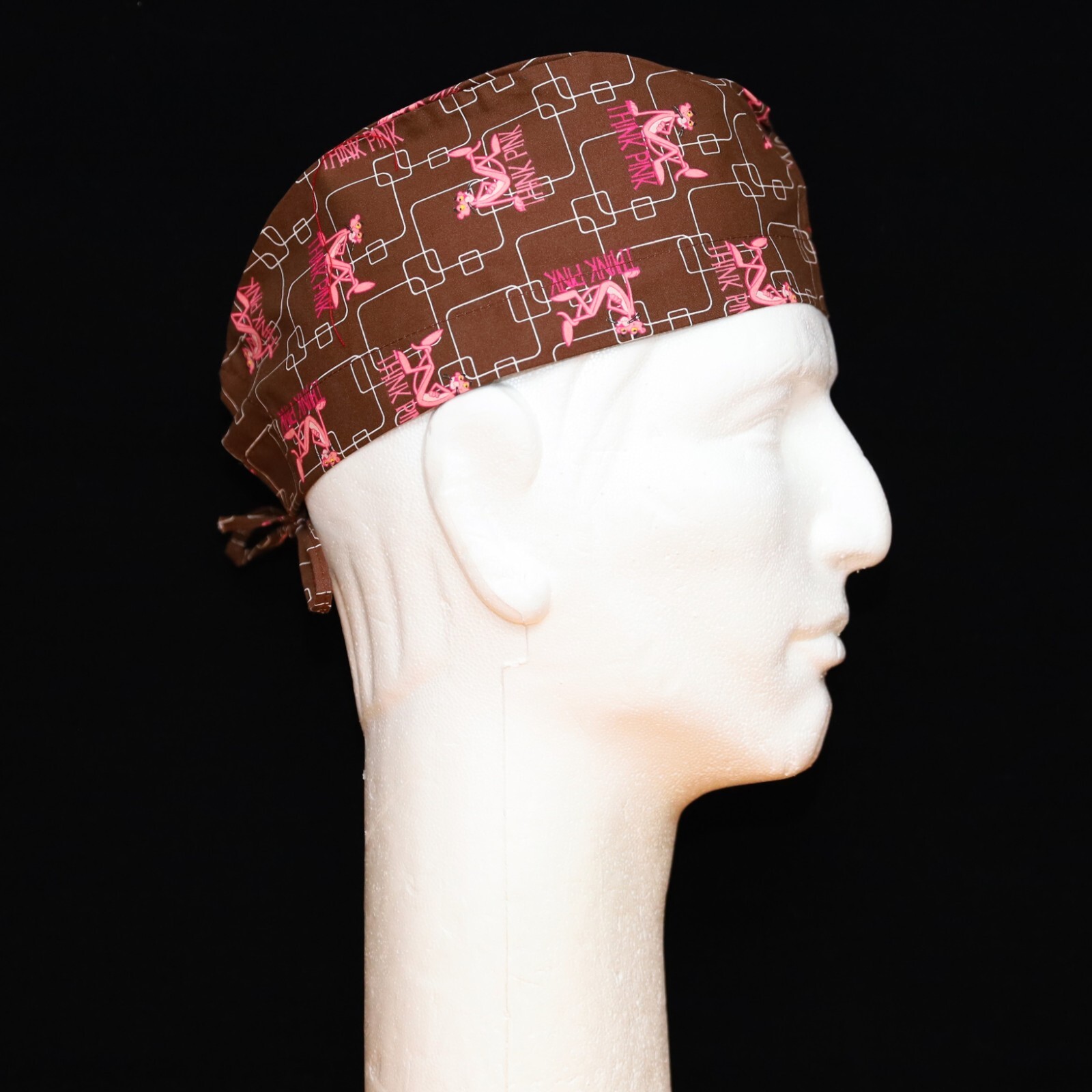 Pink Panther Theme on Brown Background Scrub Hat