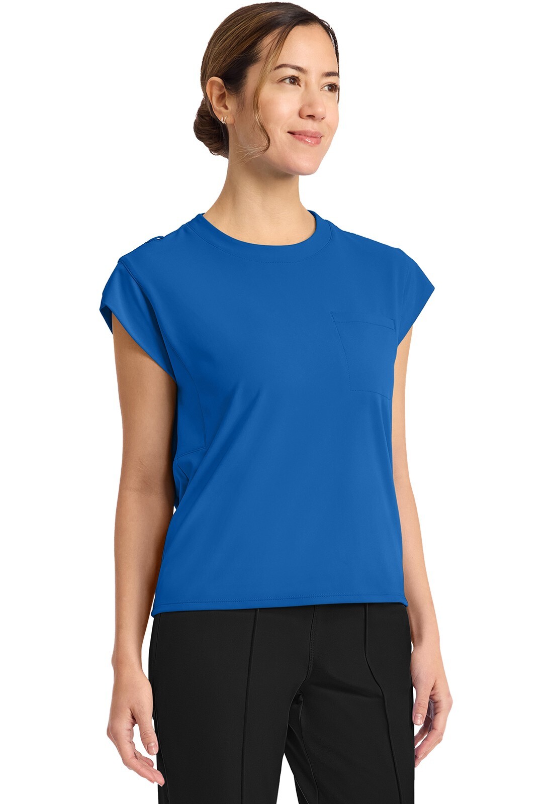 Cherokee Achieve Women’s 1-Pocket Crew Neck Top CK936 TRBE True Blue Free Ship
