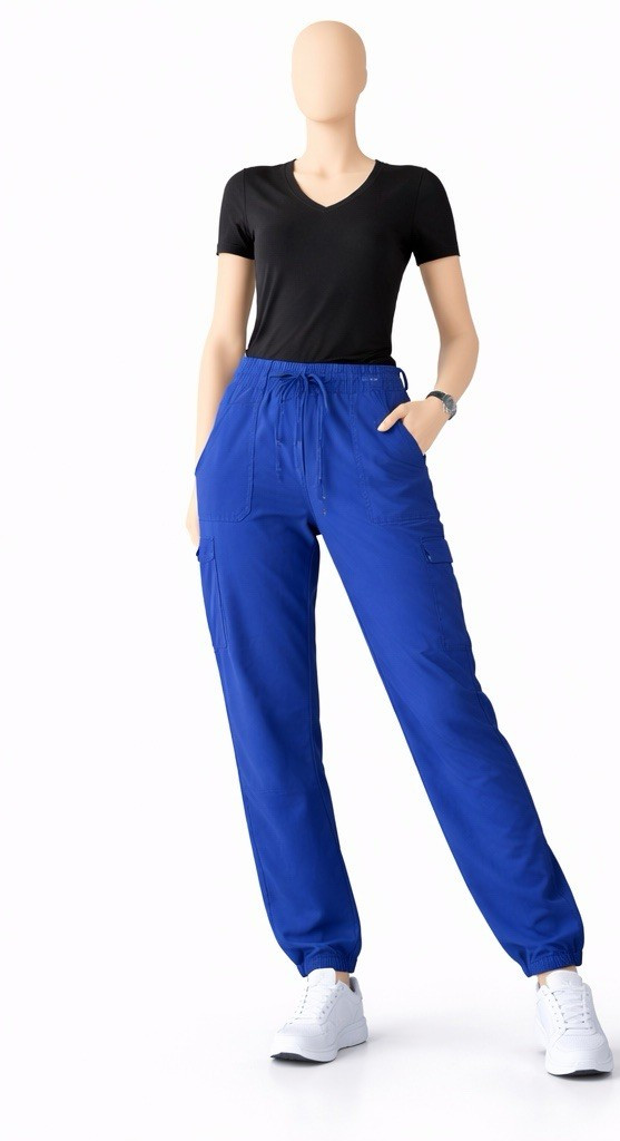 Lot 2 Med Couture Women’s Scrub Pants XL Light Blue Jogger Stretch Medical